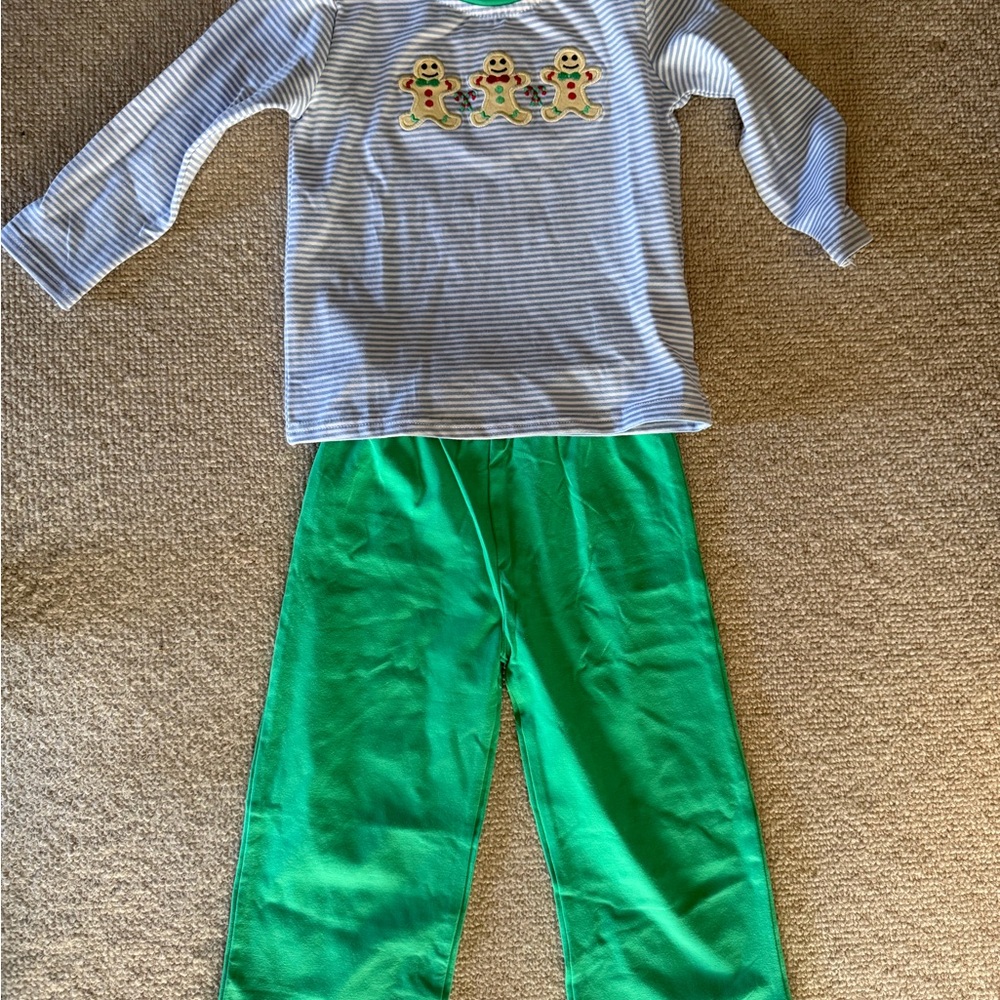 Jelly Beans Striped Pajama Set with Gingerbread Design